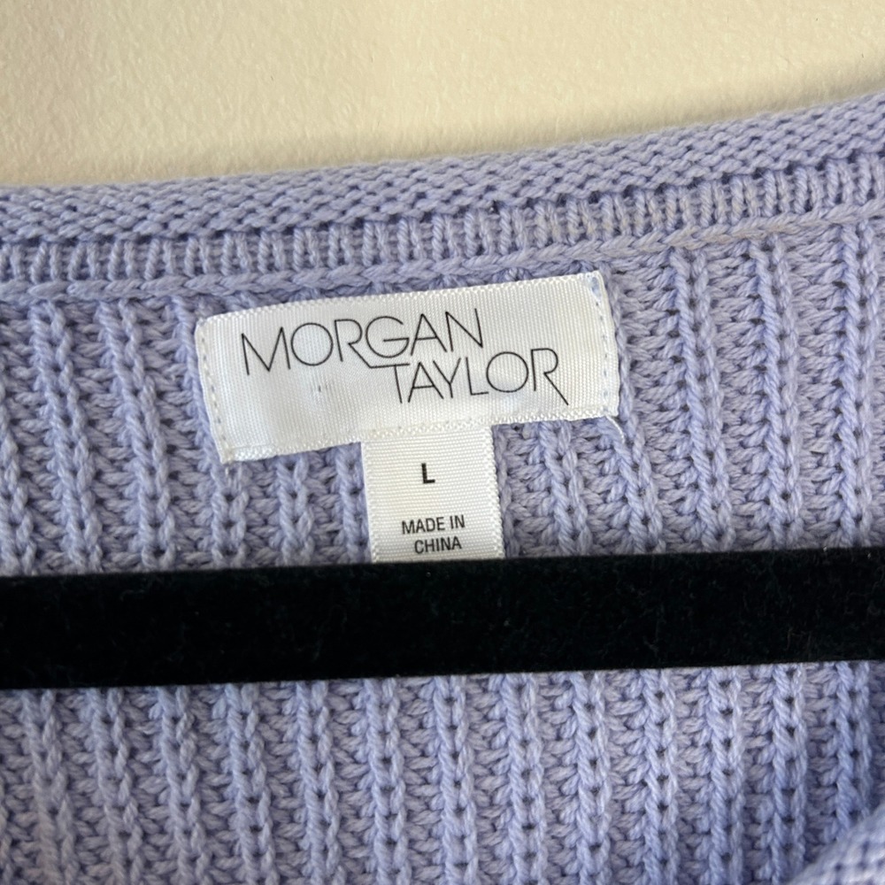 Morgan Taylor Women's Lavender Ribbed Knit Bell Sleeve Sweater Size L - Picture 2 of 6